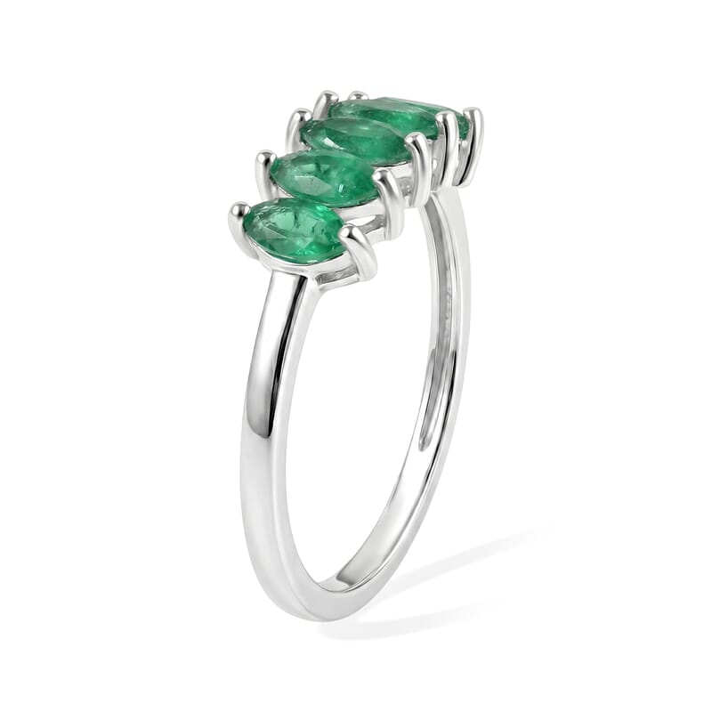Doorbuster D'Joy Socoto Emerald 0.65 ctw Ring in Rhodium Over Sterling Silver (Size 8.0)