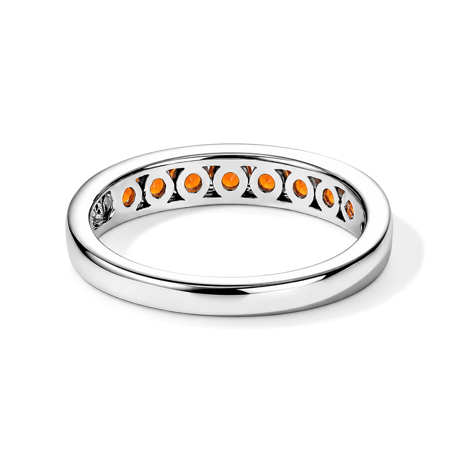 D'Joy Jalisco Fire Opal 0.40 ctw Ring in Rhodium Over Sterling Silver (Size 6.0)