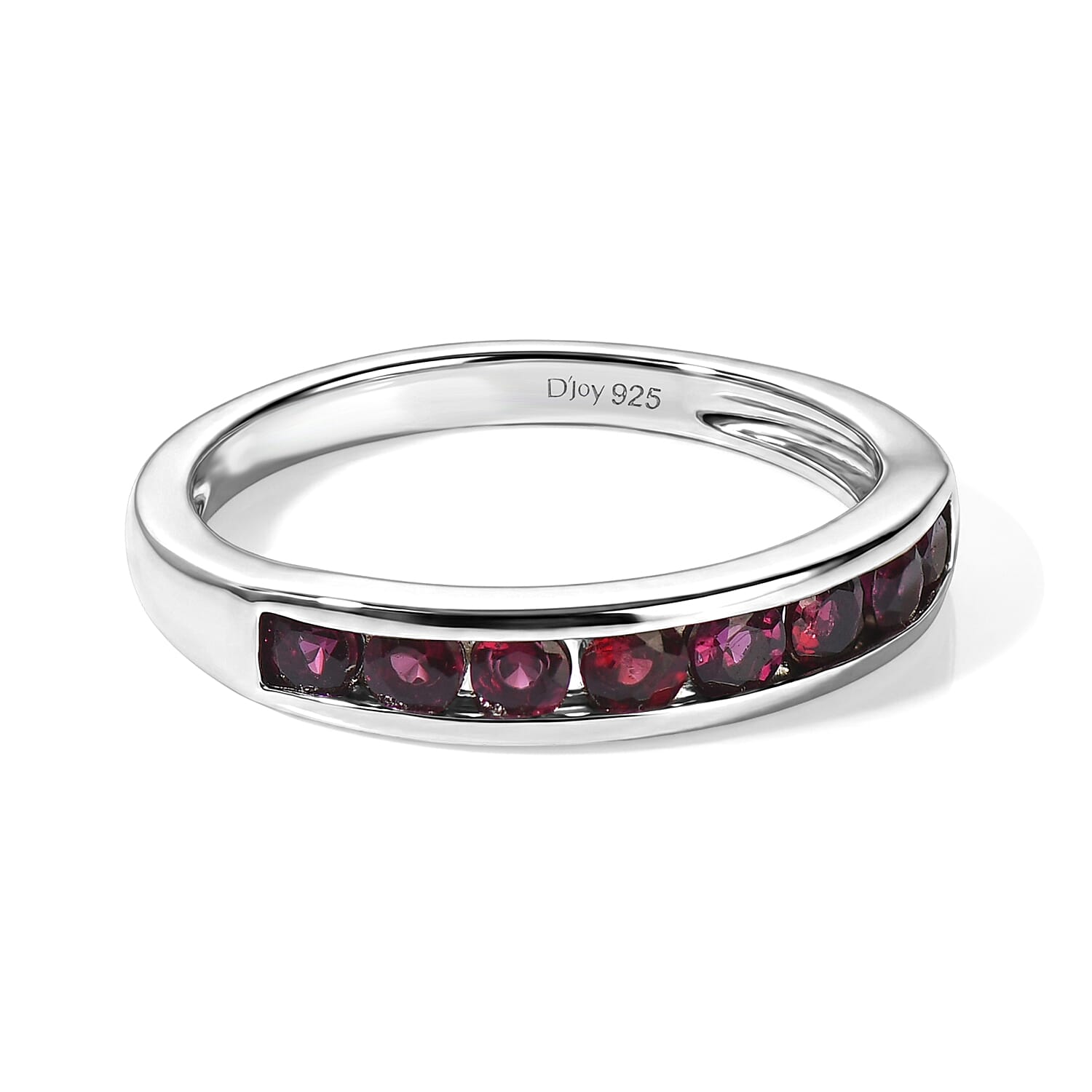 D'Joy Pyrope Garnet 0.70 ctw Ring in Rhodium Over Sterling Silver (Size 7.0)