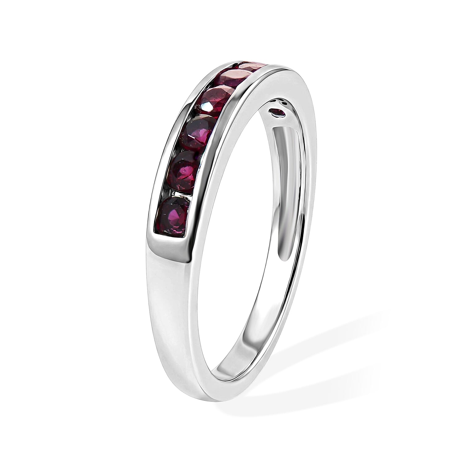 D'Joy Pyrope Garnet 0.70 ctw Ring in Rhodium Over Sterling Silver (Size 7.0)