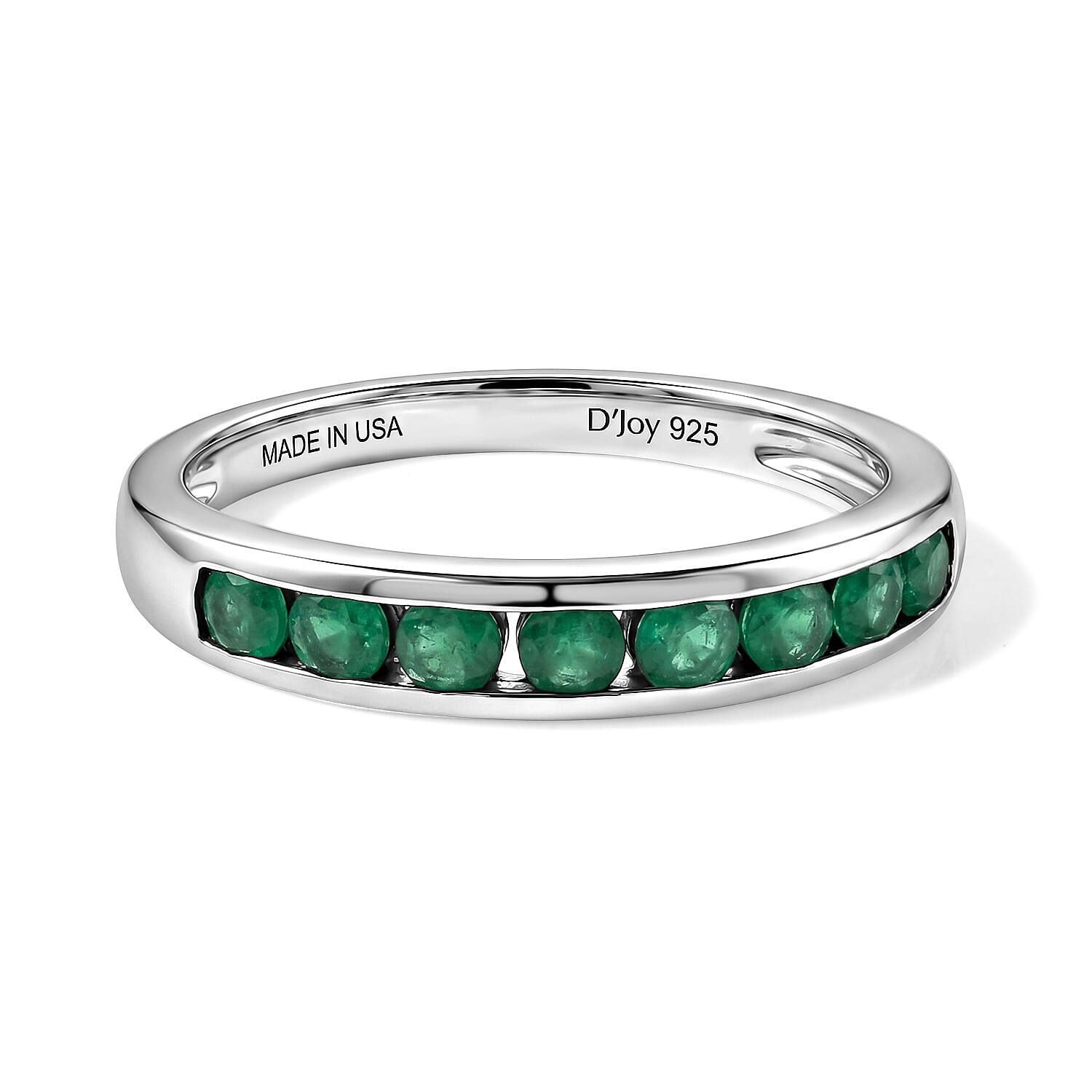 D'Joy Socoto Emerald 0.50 ctw Ring in Rhodium Over Sterling Silver (Size 6.0)