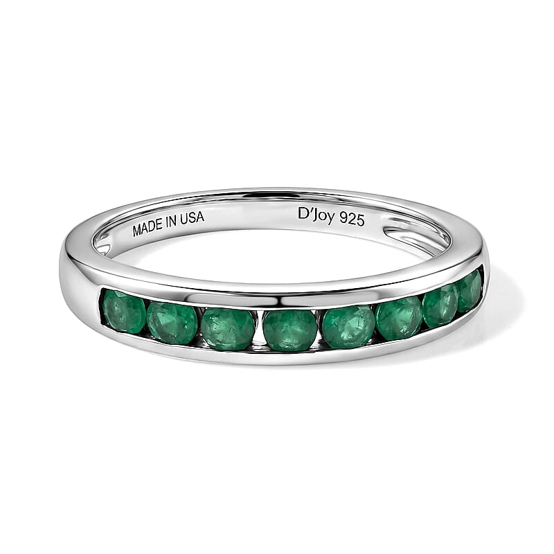 D'Joy Socoto Emerald 0.50 ctw Ring in Rhodium Over Sterling Silver (Size 6.0)