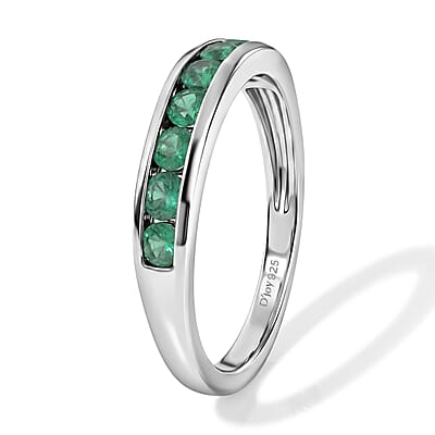 D'Joy Socoto Emerald 0.50 ctw Ring in Rhodium Over Sterling Silver (Size 6.0)