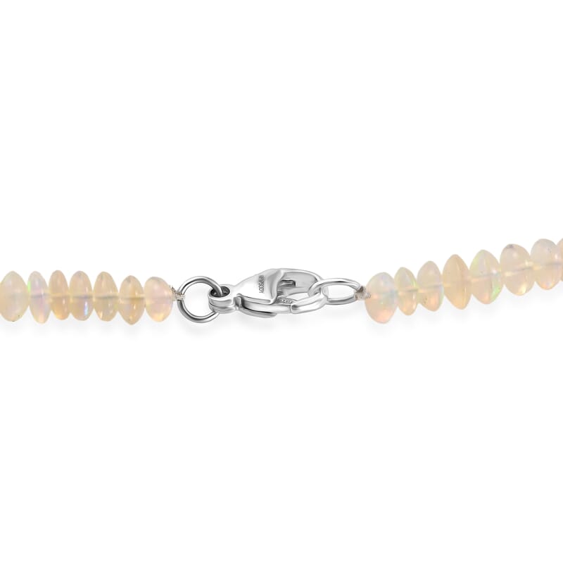 Certified & Appraised Rhapsody AAAA Ethiopian Welo Opal 92.00 ctw Beaded Necklace in 950 Platinum 18 Inches