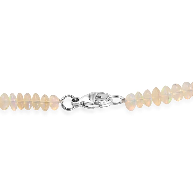 Certified & Appraised Rhapsody AAAA Ethiopian Welo Opal 92.00 ctw Beaded Necklace in 950 Platinum 18 Inches