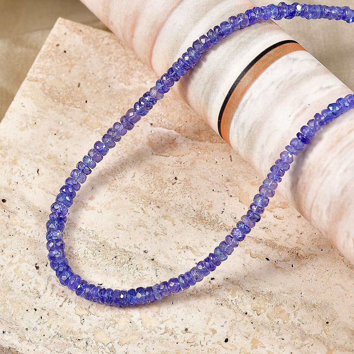 Certified & Appraised Luxoro AAA Tanzanite 64.00 ctw Beaded Necklace in 10K Yellow Gold 18 Inches  image number 1