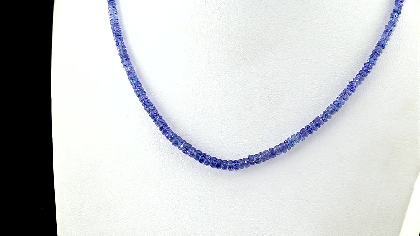 Luxoro 10K Yellow Gold AAA Tanzanite Beaded Necklace (18 Inches) 64.00 ctw
