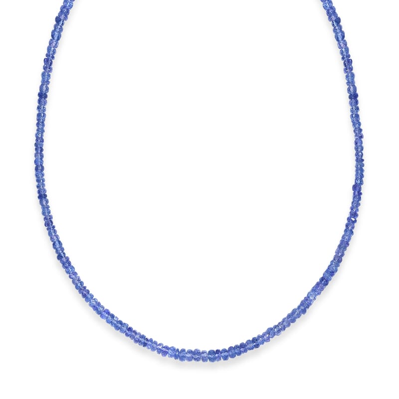 Certified & Appraised Luxoro AAA Tanzanite 64.00 ctw Beaded Necklace in 10K Yellow Gold 18 Inches