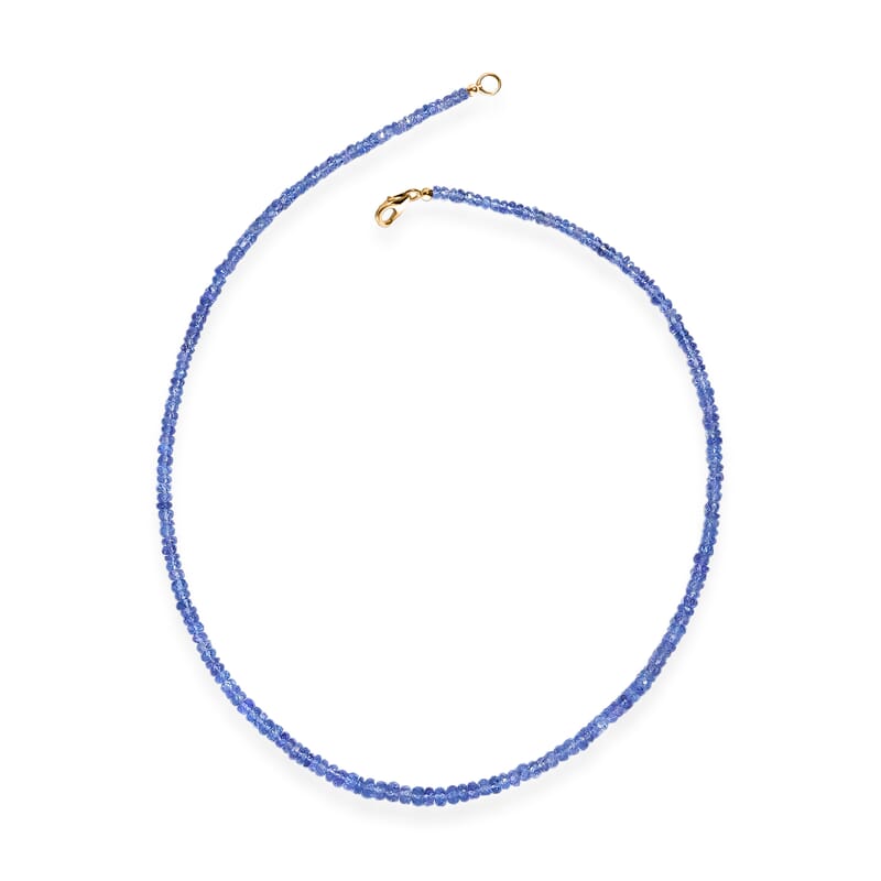 Certified & Appraised Luxoro AAA Tanzanite 64.00 ctw Beaded Necklace in 10K Yellow Gold 18 Inches