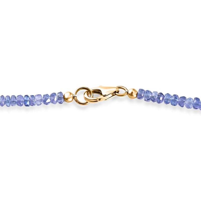 Certified & Appraised Luxoro AAA Tanzanite 64.00 ctw Beaded Necklace in 10K Yellow Gold 18 Inches