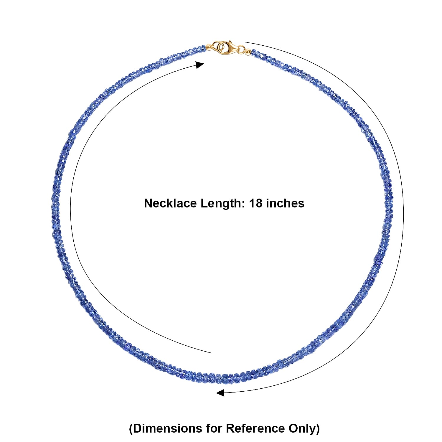 Certified & Appraised Luxoro AAA Tanzanite 64.00 ctw Beaded Necklace in 10K Yellow Gold 18 Inches