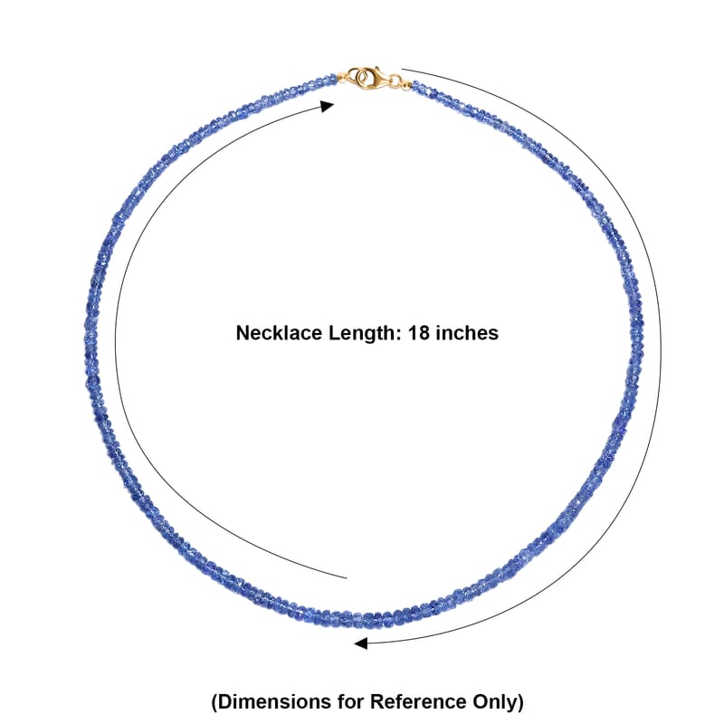 Certified & Appraised Luxoro AAA Tanzanite 64.00 ctw Beaded Necklace in 10K Yellow Gold 18 Inches