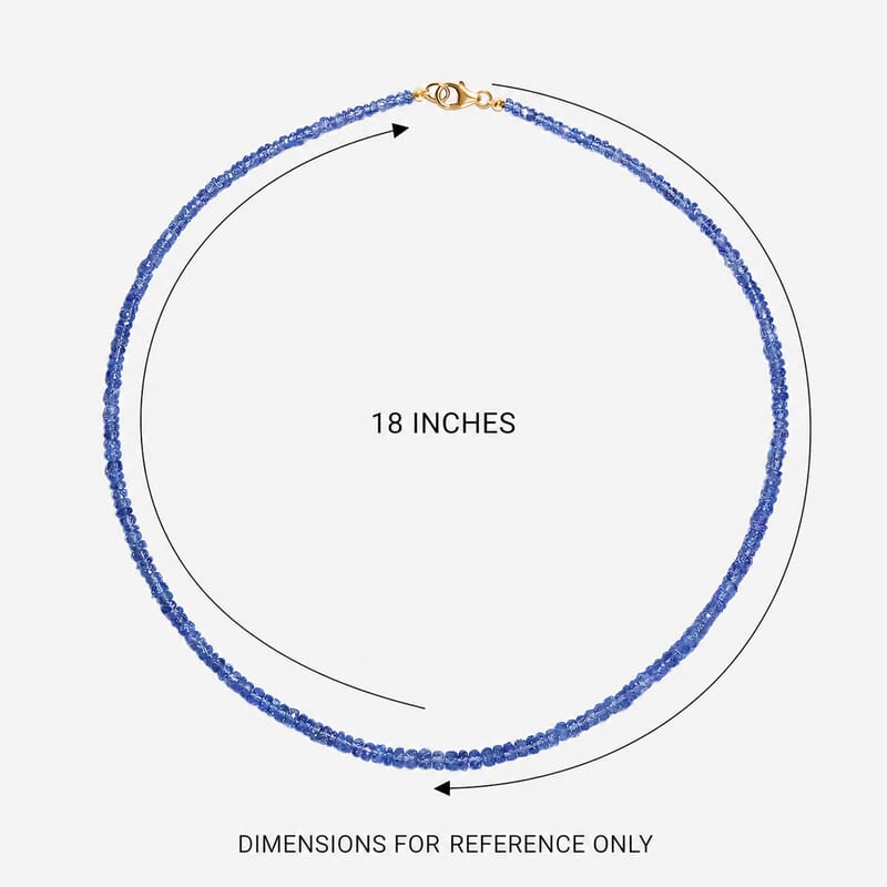 Certified & Appraised Luxoro AAA Tanzanite 64.00 ctw Beaded Necklace in 10K Yellow Gold 18 Inches