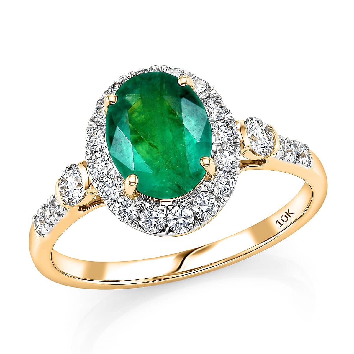 Certified & Appraised Luxoro AAA Kagem Zambian Emerald and Diamond I2 2.50 ctw Ring in 10K Yellow Gold (Size 5.0)