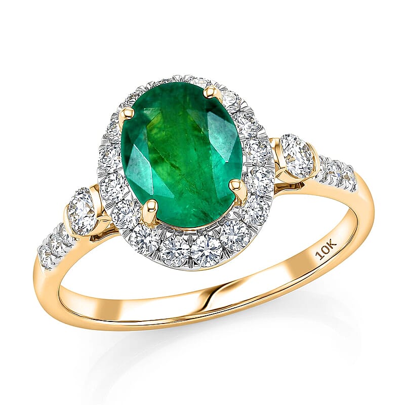 Certified & Appraised Luxoro AAA Kagem Zambian Emerald and Diamond I2 2.50 ctw Ring in 10K Yellow Gold (Size 5.0)