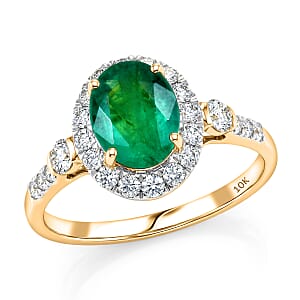 Certified & Appraised Luxoro AAA Kagem Zambian Emerald and Diamond I2 2.50 ctw Ring in 10K Yellow Gold (Size 6.0)