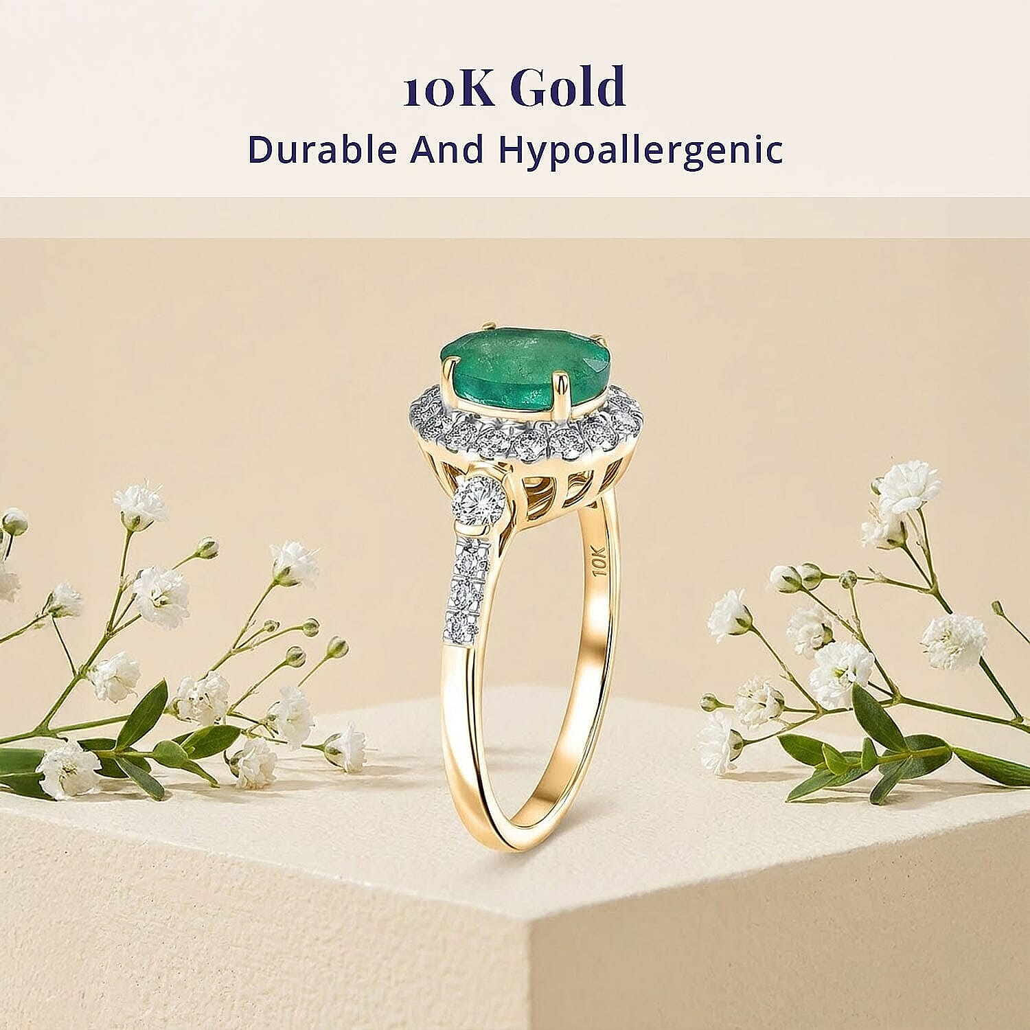 Certified & Appraised Luxoro AAA Kagem Zambian Emerald and Diamond I2 2.50 ctw Ring in 10K Yellow Gold (Size 6.0)