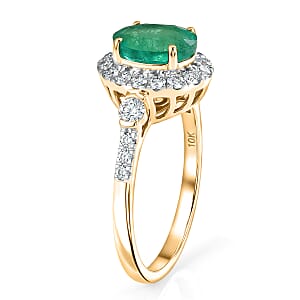 Certified & Appraised Luxoro AAA Kagem Zambian Emerald and Diamond I2 2.50 ctw Ring in 10K Yellow Gold (Size 6.0)