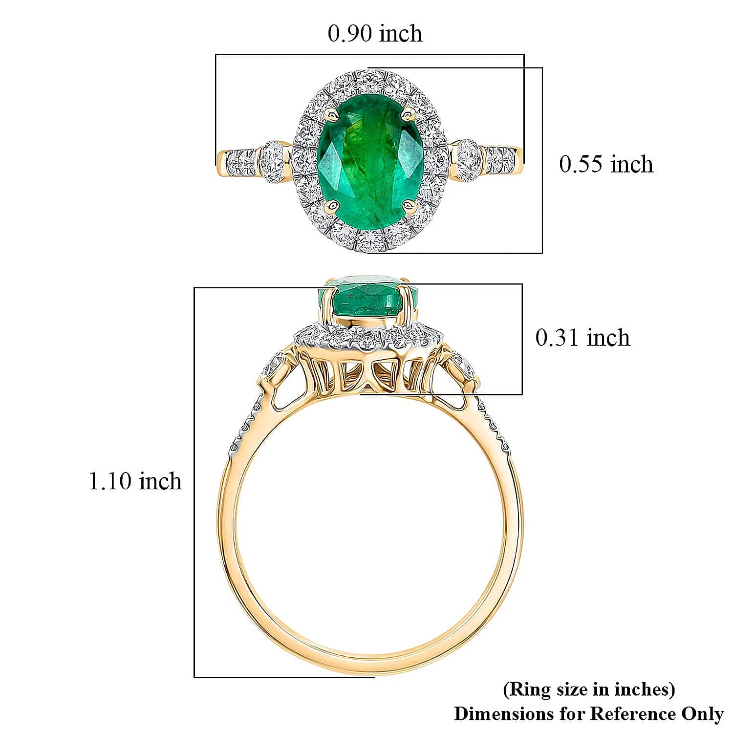 Certified & Appraised Luxoro AAA Kagem Zambian Emerald and Diamond I2 2.50 ctw Ring in 10K Yellow Gold (Size 6.0)
