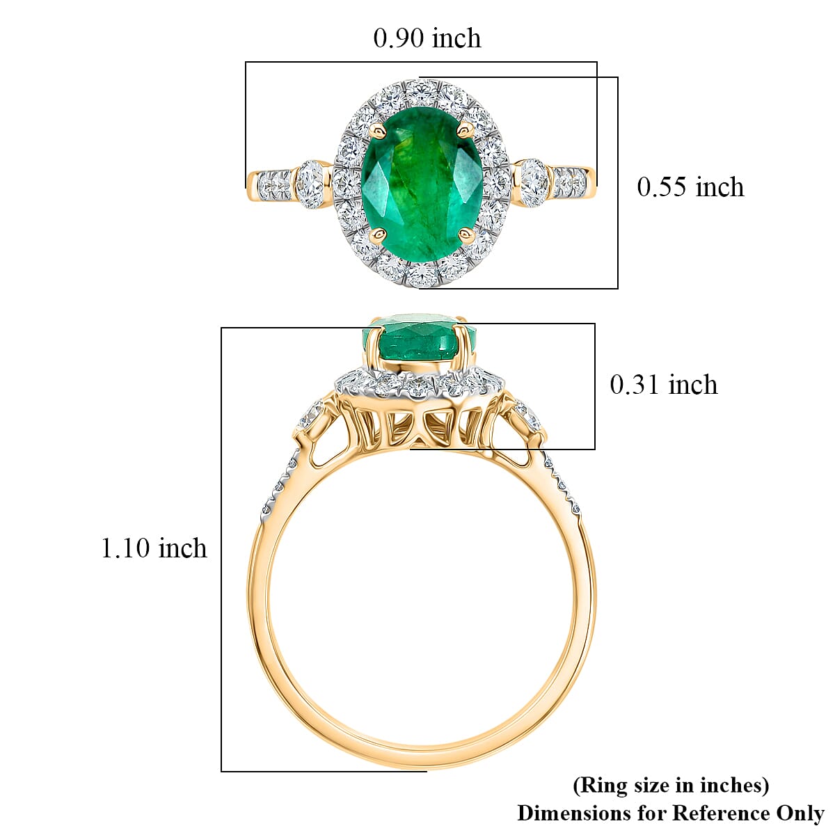 Certified & Appraised Luxoro AAA Kagem Zambian Emerald and Diamond I2 2.50 ctw Ring in 10K Yellow Gold (Size 6.0) image number 5