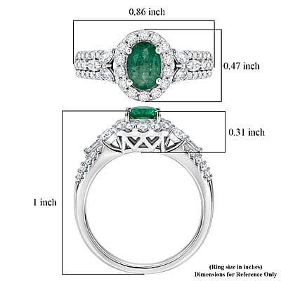 Certified & Appraised D'Joy Premium Kagem Zambian Emerald and Moissanite 1.50 ctw Ring in Rhodium Over Sterling Silver (Size 6.0)