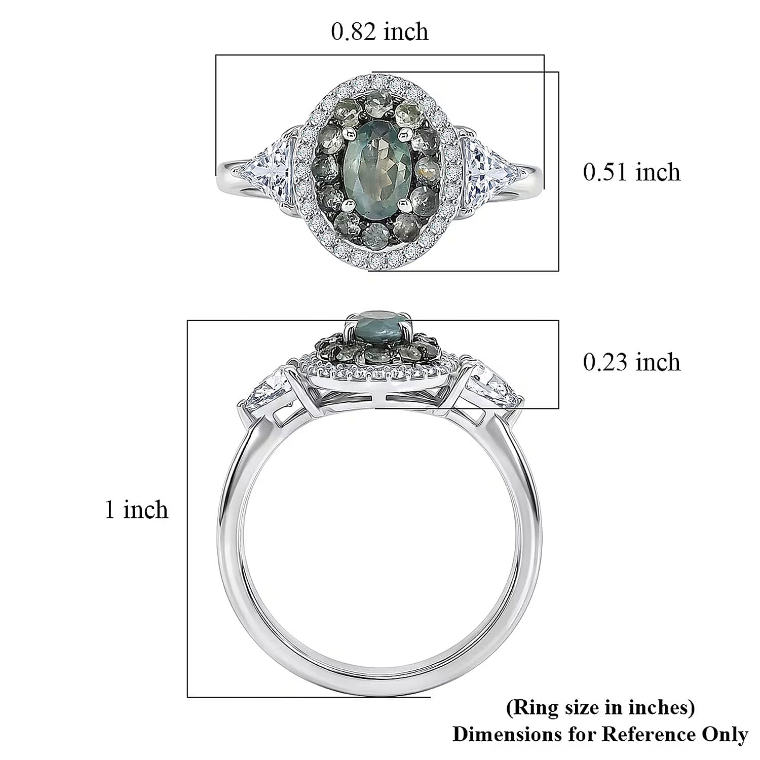 D'Joy Narsipatnam Alexandrite and White Zircon 1.85 ctw Ring in Rhodium Over Sterling Silver (Size 5.0)