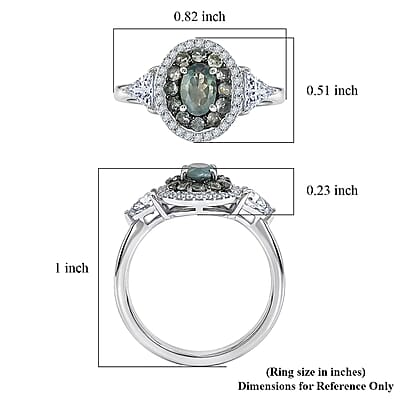 D'Joy Narsipatnam Alexandrite and White Zircon 1.85 ctw Blooming Dew Ring in Rhodium Over Sterling Silver (Size 5.0)