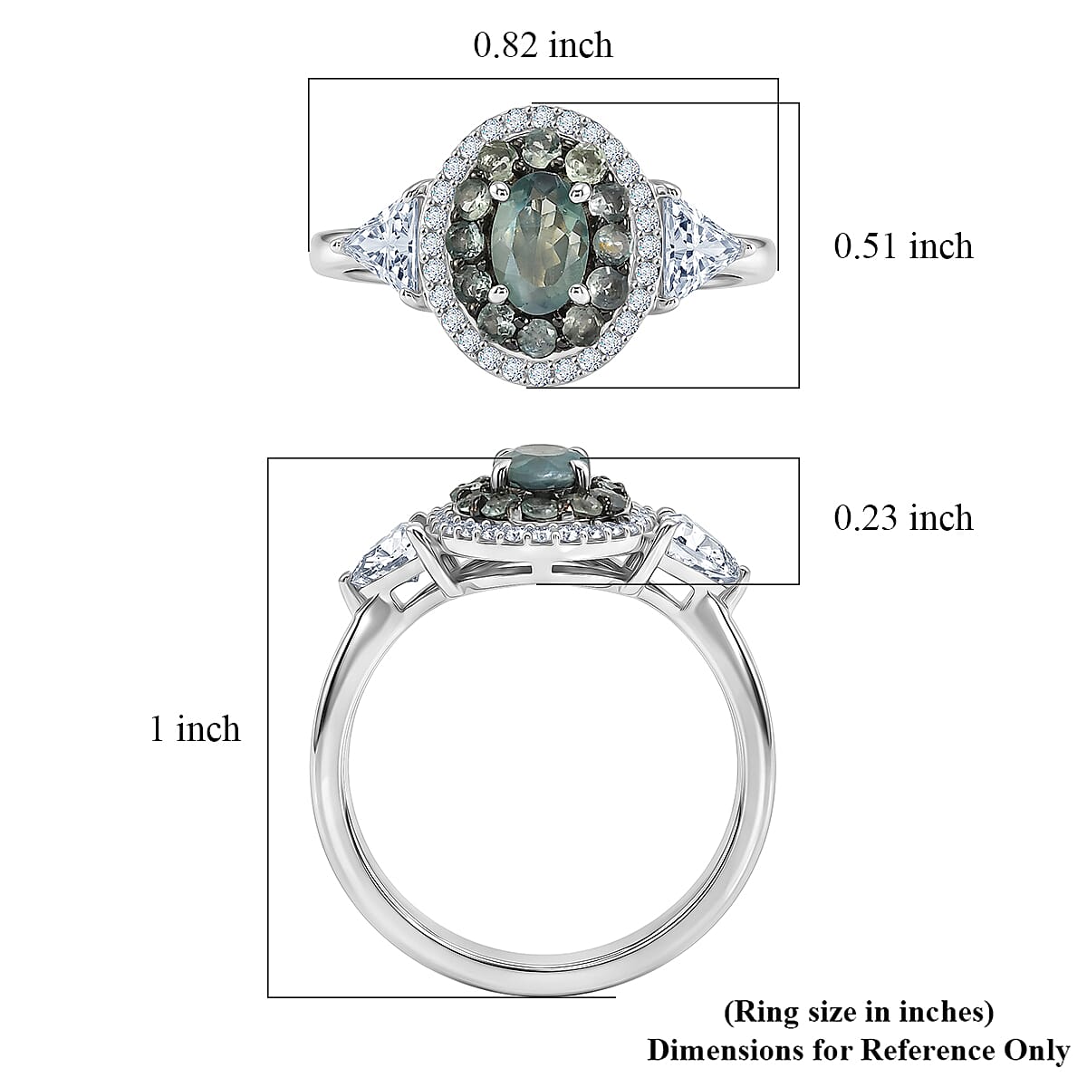 D'Joy Narsipatnam Alexandrite and White Zircon 1.85 ctw Blooming Dew Ring in Rhodium Over Sterling Silver (Size 7.0) image number 5