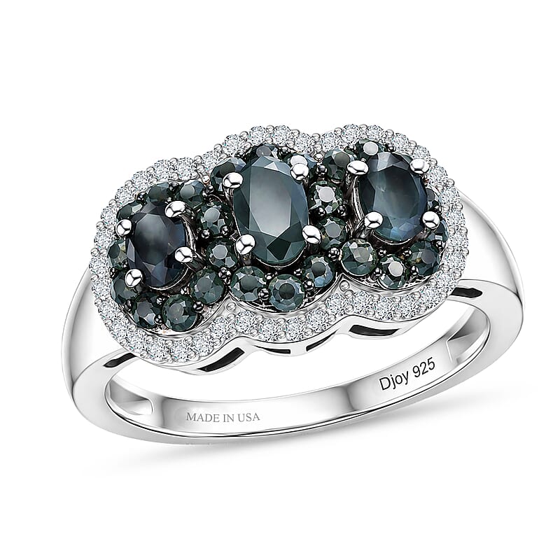 D'Joy Narsipatnam Alexandrite and Moissanite 1.60 ctw Cluster Bloom Ring in Rhodium Over Sterling Silver (Size 5.0)