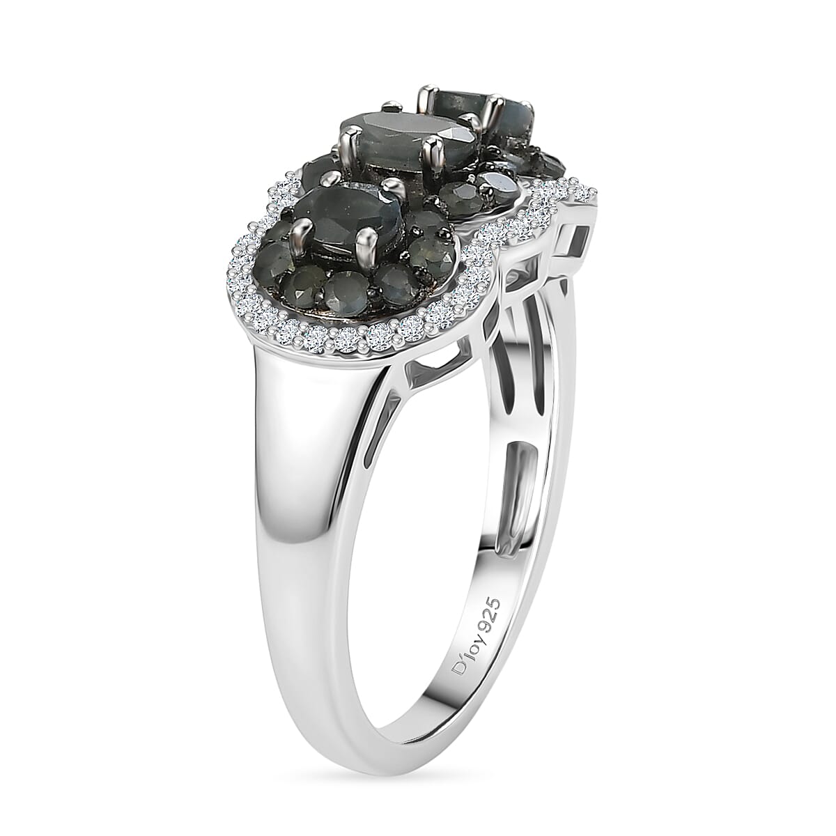 D'Joy Narsipatnam Alexandrite and Moissanite 1.60 ctw Cluster Bloom Ring in Rhodium Over Sterling Silver (Size 5.0) image number 3