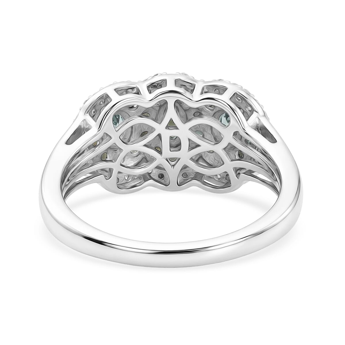 D'Joy Narsipatnam Alexandrite and Moissanite 1.60 ctw Cluster Bloom Ring in Rhodium Over Sterling Silver (Size 5.0) image number 4