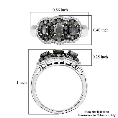 D'Joy Narsipatnam Alexandrite and Moissanite 1.60 ctw Cluster Bloom Ring in Rhodium Over Sterling Silver (Size 5.0)