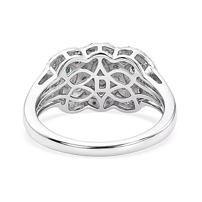 D'Joy Narsipatnam Alexandrite and Moissanite 1.60 ctw Cluster Bloom Ring in Rhodium Over Sterling Silver (Size 5.0)