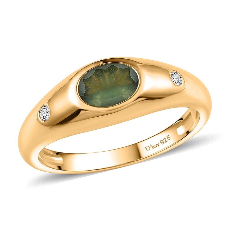 D'Joy Narsipatnam Alexandrite and Lab Grown Diamond G-H SI 0.60 ctw Men's Ring in 18K Vermeil Yellow Gold Over Sterling Silver (Size 6.0)
