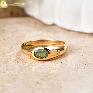 D'Joy Narsipatnam Alexandrite and Lab Grown Diamond G-H SI 0.60 ctw Men's Ring in 18K Vermeil Yellow Gold Over Sterling Silver (Size 6.0)