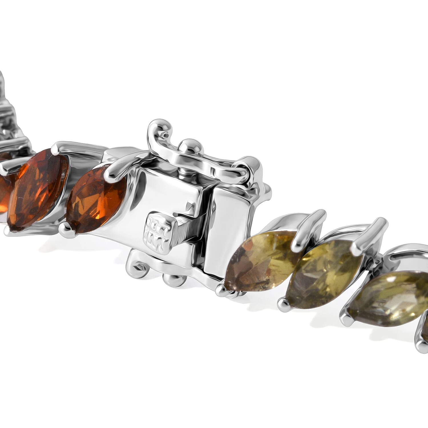D'Joy Multi-Tourmaline 9.50 ctw Shades of Forever Bracelet in Rhodium Over Sterling Silver (6.50 In)