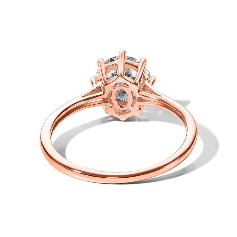 D'Joy 120 Facets Moissanite 2.00 ctw Ring in 18K Vermeil Rose Gold Over Sterling Silver (Size 4.0)