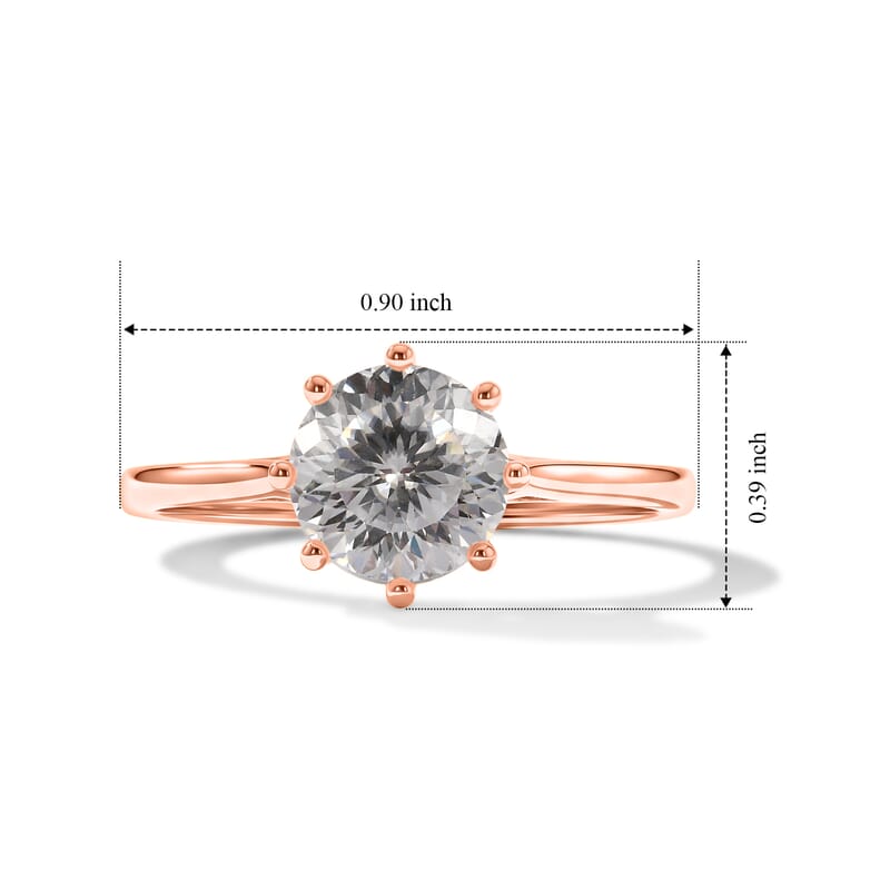 D'Joy 120 Facets Moissanite 2.00 ctw Ring in 18K Vermeil Rose Gold Over Sterling Silver (Size 4.0)