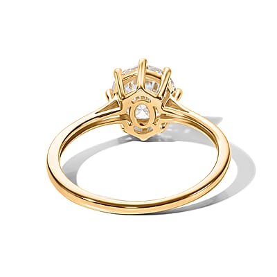 D'Joy 120 Facets Moissanite 1.75 ctw Ring in 18K Vermeil Yellow Gold Over Sterling Silver (Size 9.0)
