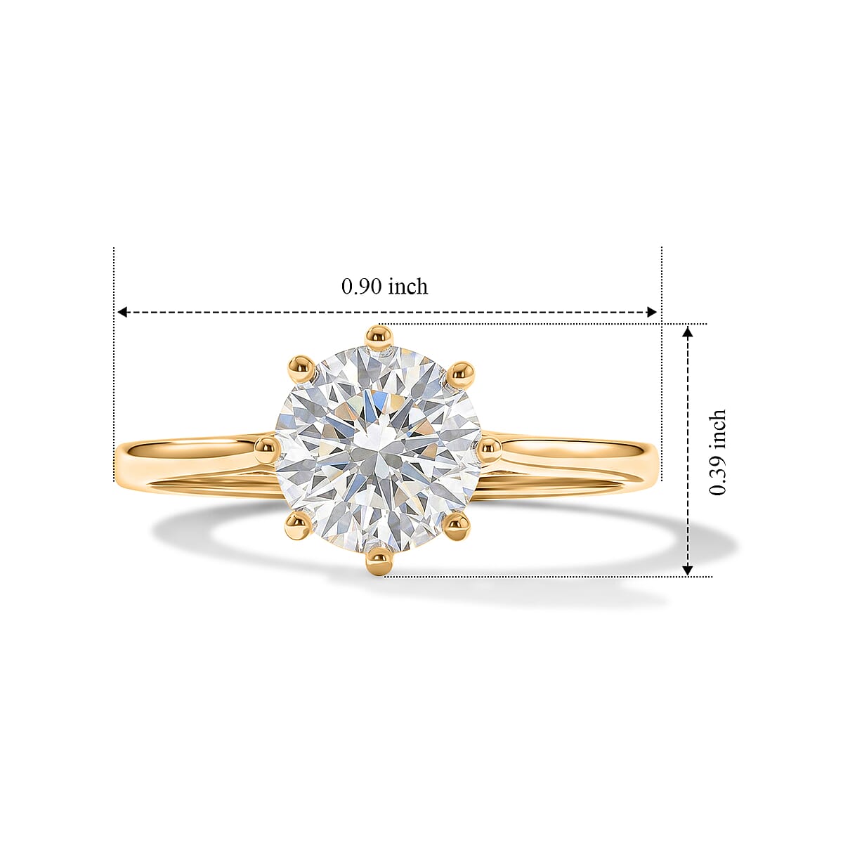 D'Joy 120 Facets Moissanite 1.75 ctw Ring in 18K Vermeil Yellow Gold Over Sterling Silver (Size 9.0) image number 5