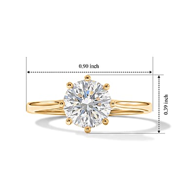 D'Joy 120 Facets Moissanite 1.75 ctw Ring in 18K Vermeil Yellow Gold Over Sterling Silver (Size 9.0)