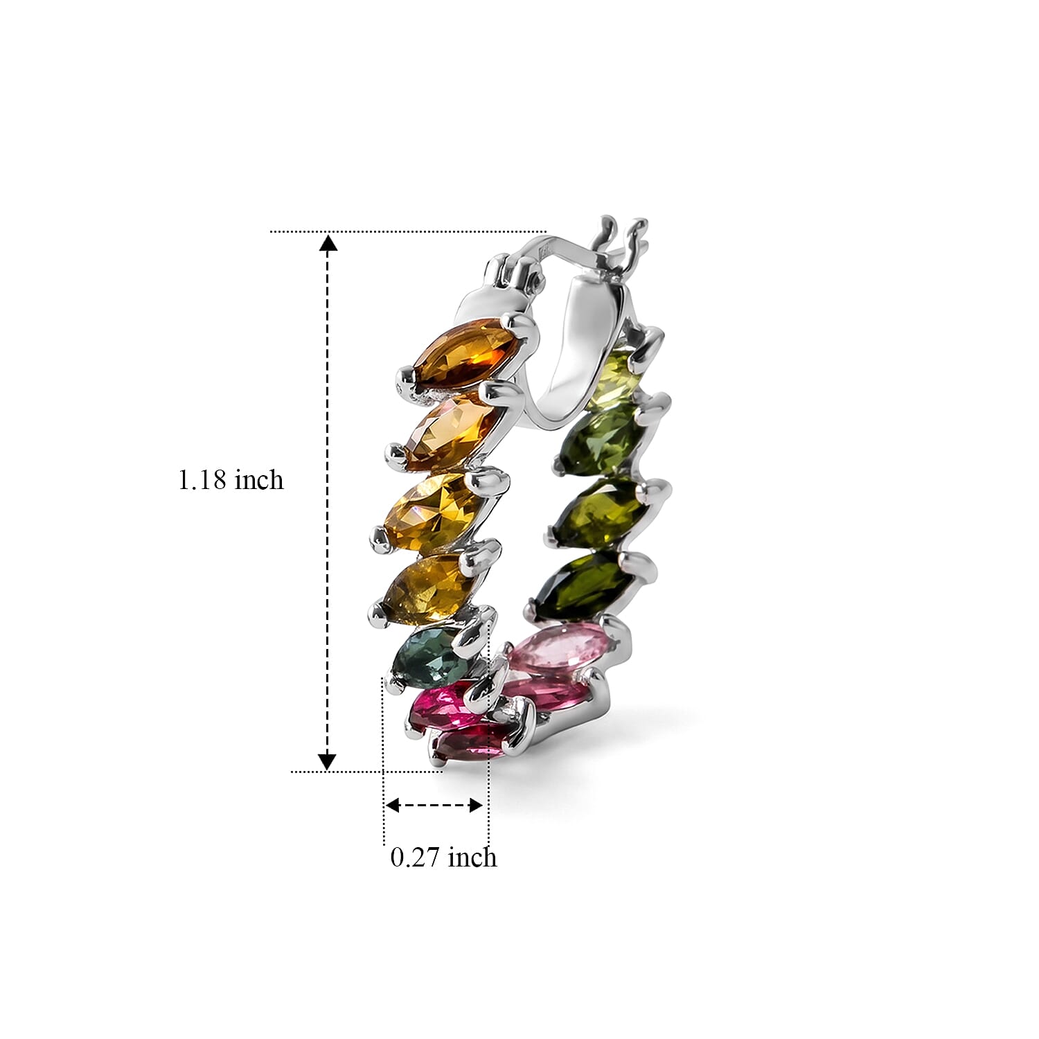 D'Joy Multi-Tourmaline 6.50 ctw Shades of Forever Earrings in Rhodium Over Sterling Silver