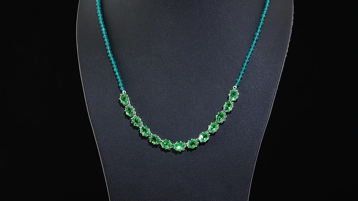 EverTrue Chartreuse Quartz, Green Onyx Mystic Vine Necklace (18-20 Inches) in Platinum Bond 52.90 ctw