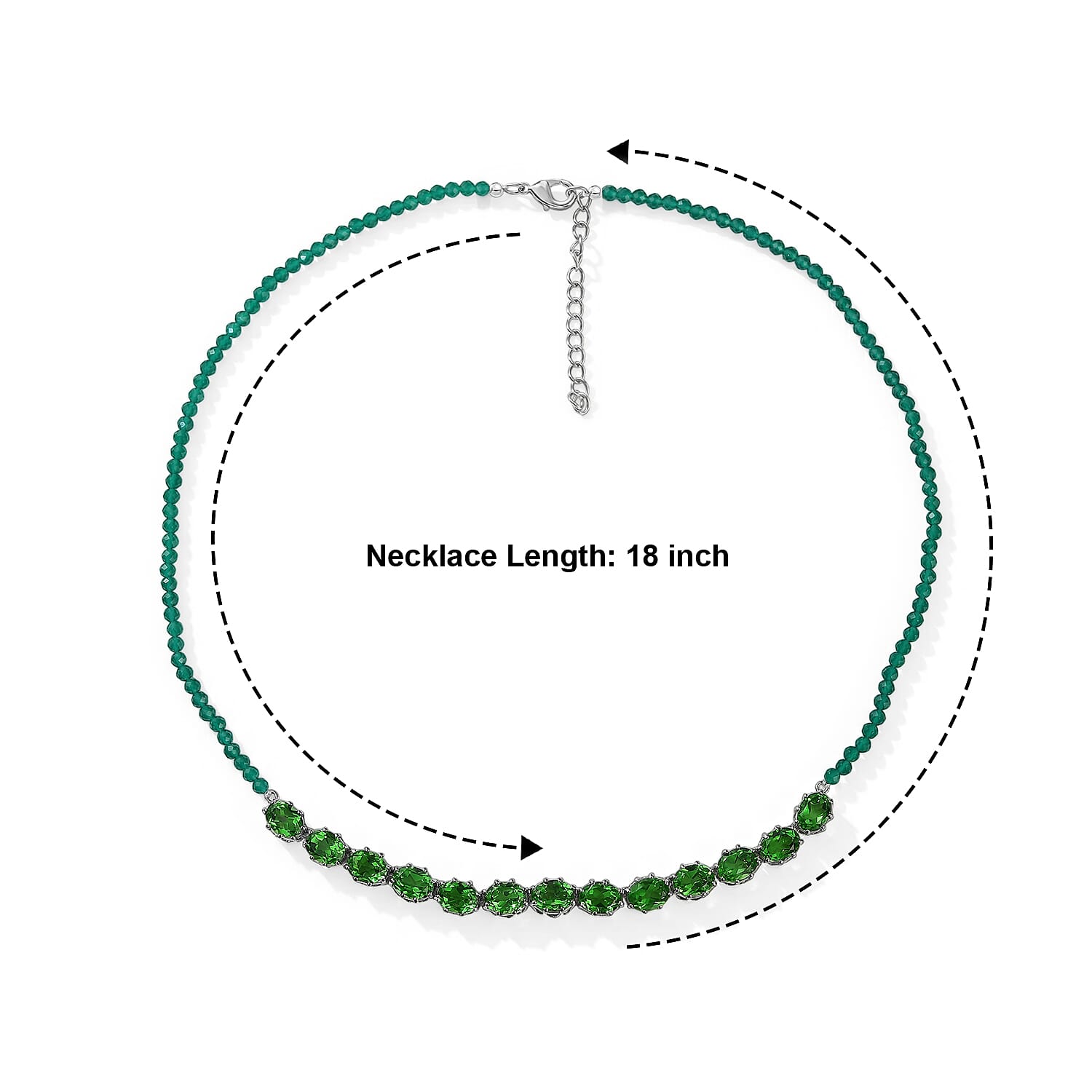 EverTrue Chartreuse Quartz (Triplet) and Green Onyx 52.90 ctw Necklace (18-20 Inches) in Platinum Bond