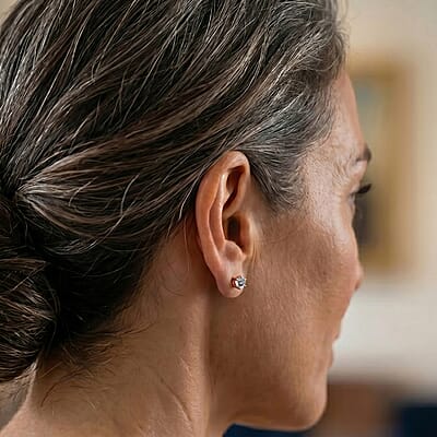 D'Joy 120 Facets Moissanite 2.00 ctw Earrings in 18K Vermeil Rose Gold Over Sterling Silver