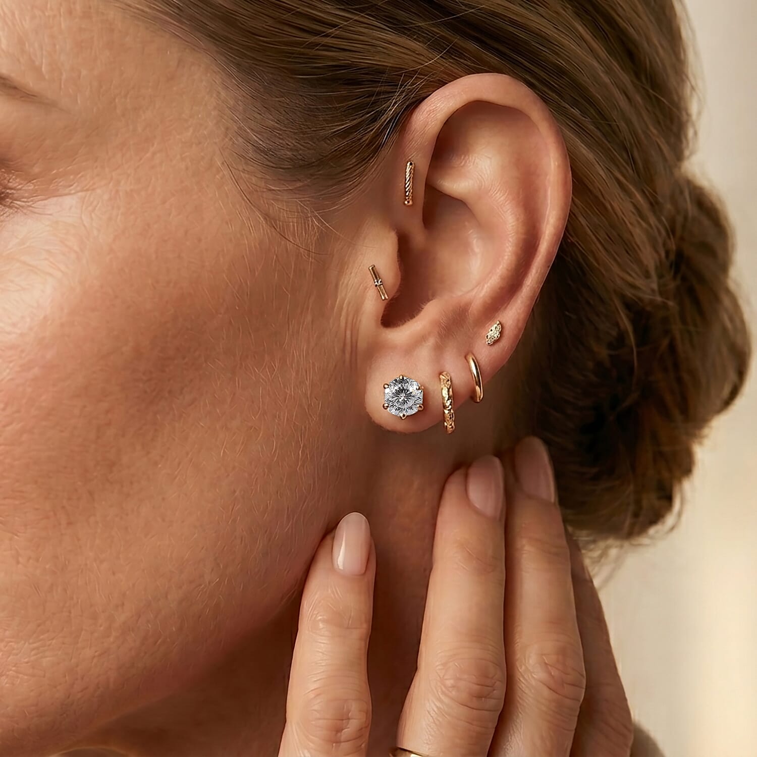 D'Joy 120 Facets Moissanite 2.00 ctw Earrings in 18K Vermeil Rose Gold Over Sterling Silver
