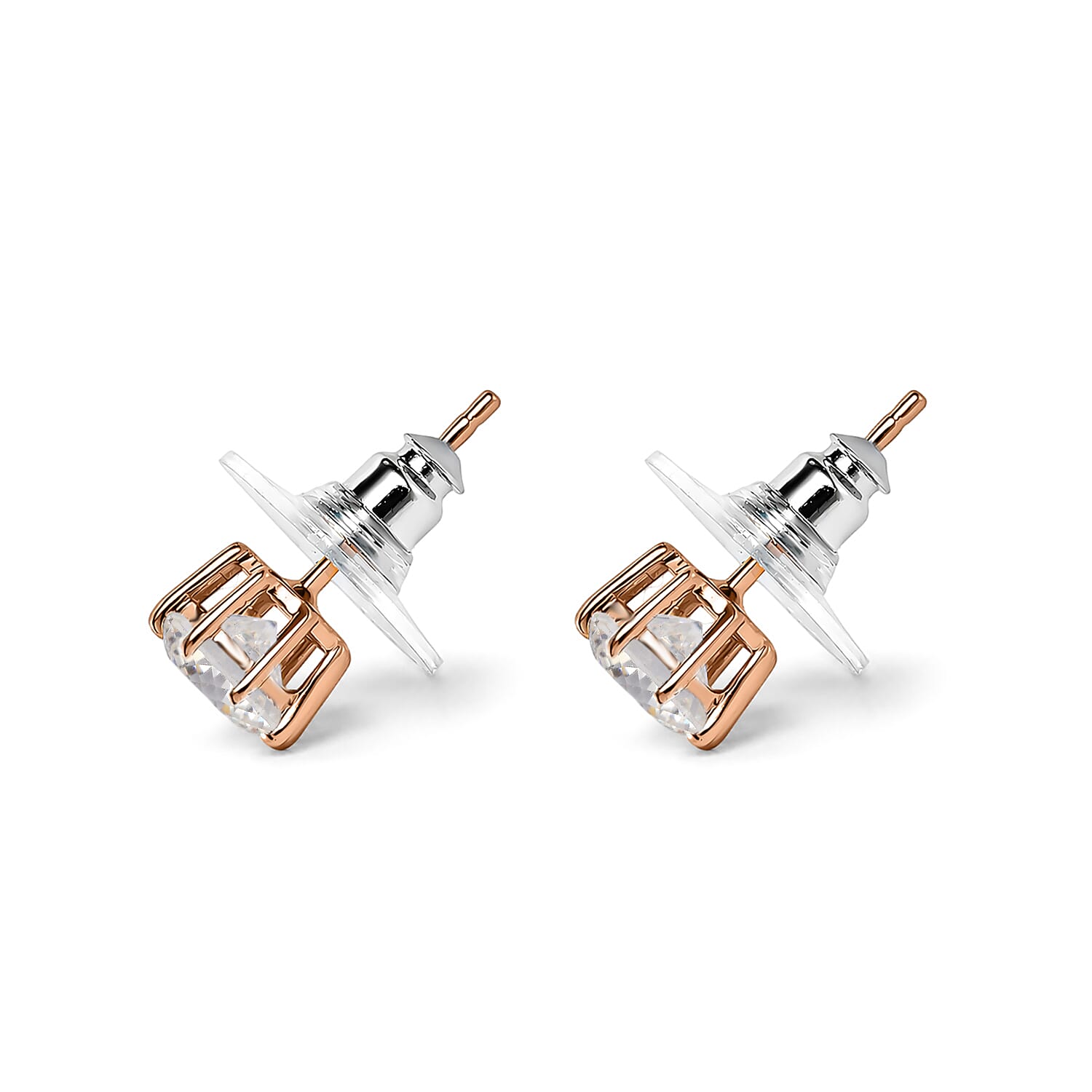 D'Joy 120 Facets Moissanite 2.00 ctw Earrings in 18K Vermeil Rose Gold Over Sterling Silver