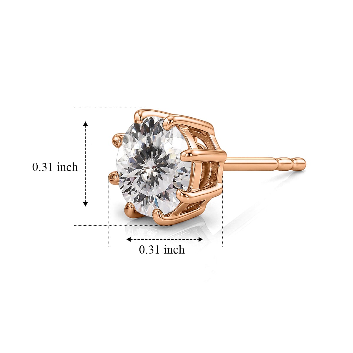 D'Joy 120 Facets Moissanite 2.00 ctw Earrings in 18K Vermeil Rose Gold Over Sterling Silver