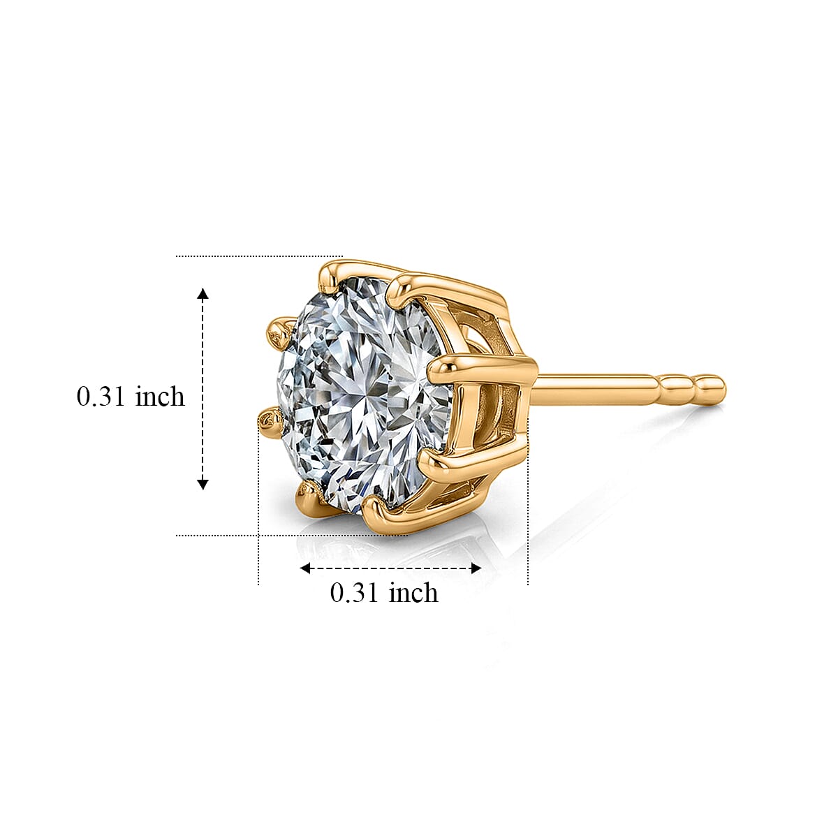 D'Joy 120 Facets Moissanite 2.00 ctw Earrings in 18K Vermeil Yellow Gold Over Sterling Silver image number 4