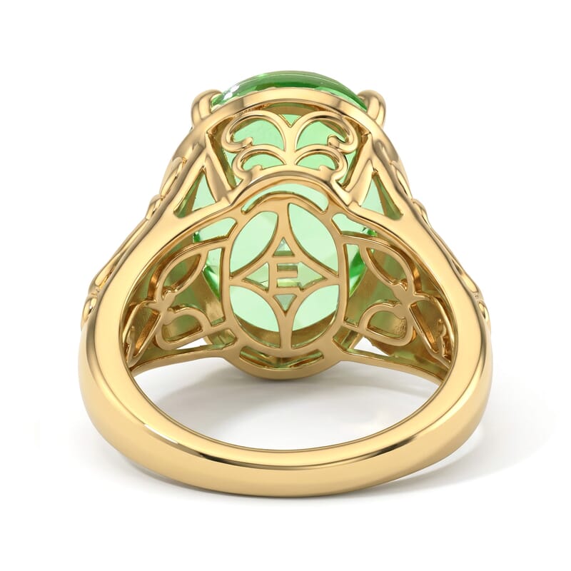 EverTrue Chartreuse Quartz (Triplet), White Zircon Golden Leaf Meadow Ring in 18K YG Plated (Size 6.0) 9.10 ctw